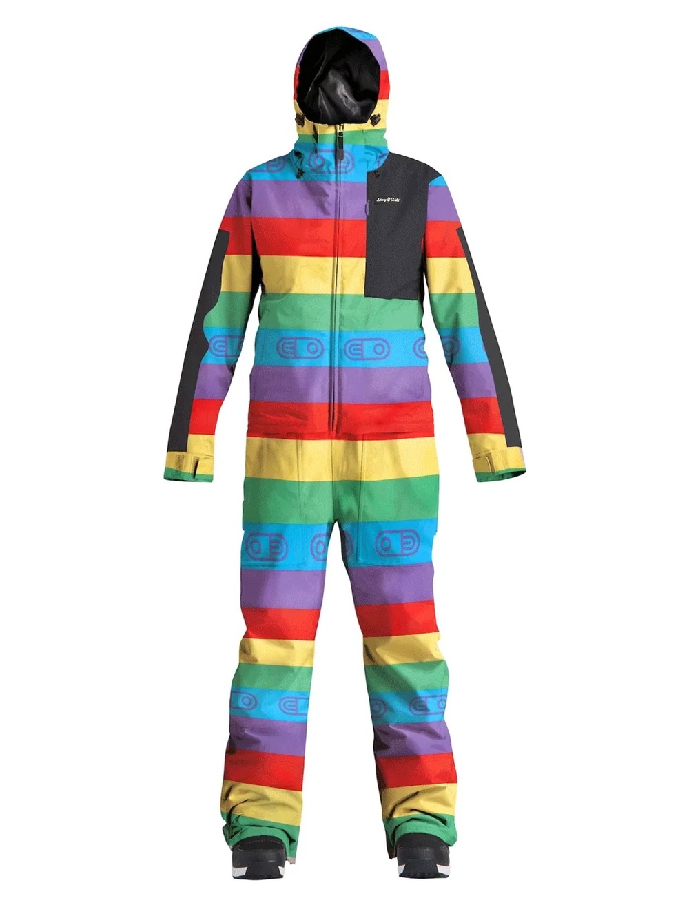 Airblaster Freedom Ski Suit Womens Rainbow Stripe Stretch One Piece NEW